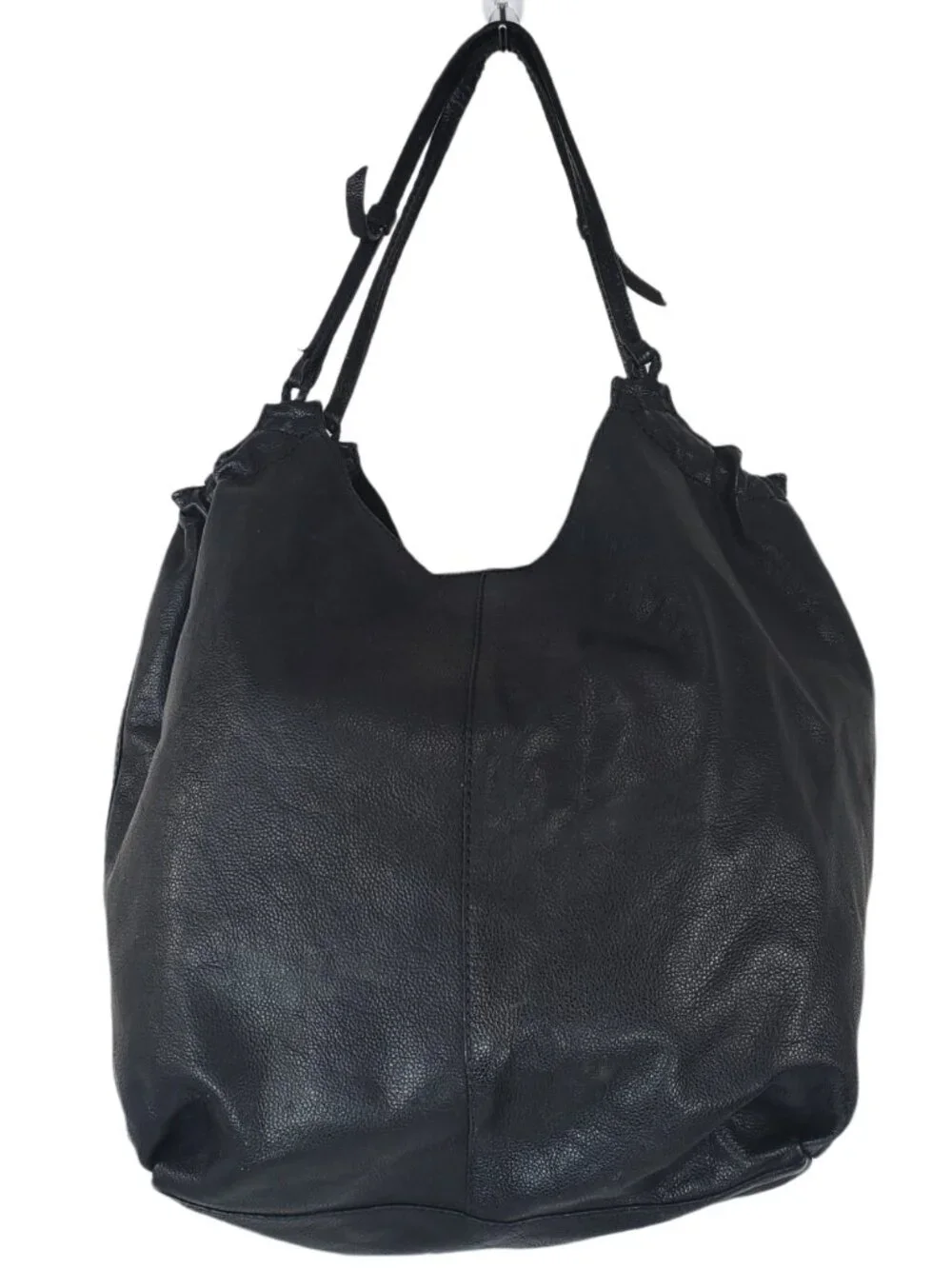 Black Pebbled Leather Large Slouchy Ruched Hobo Shoulder Bag Purse Tote 2009